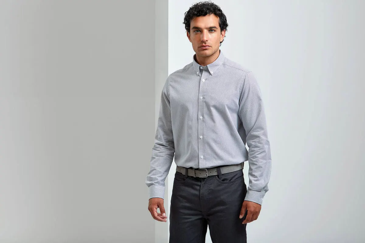 Premier Mens Cotton Rich Oxford Stripes Shirt