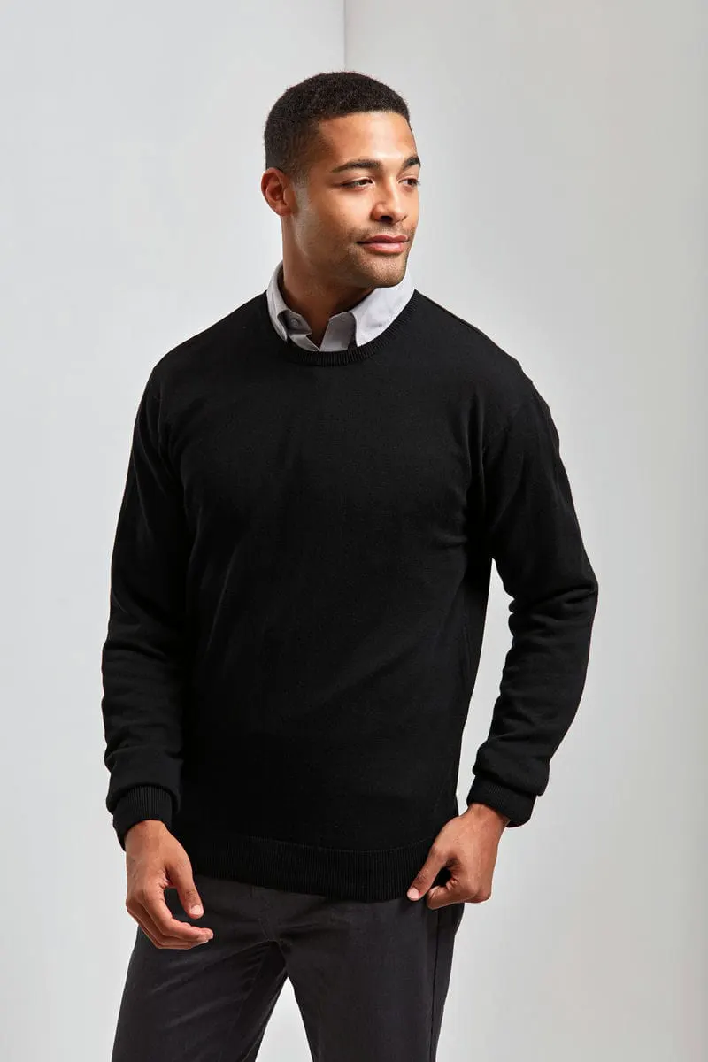 Premier Mens Crew Neck Cotton Rich Knitted Sweater