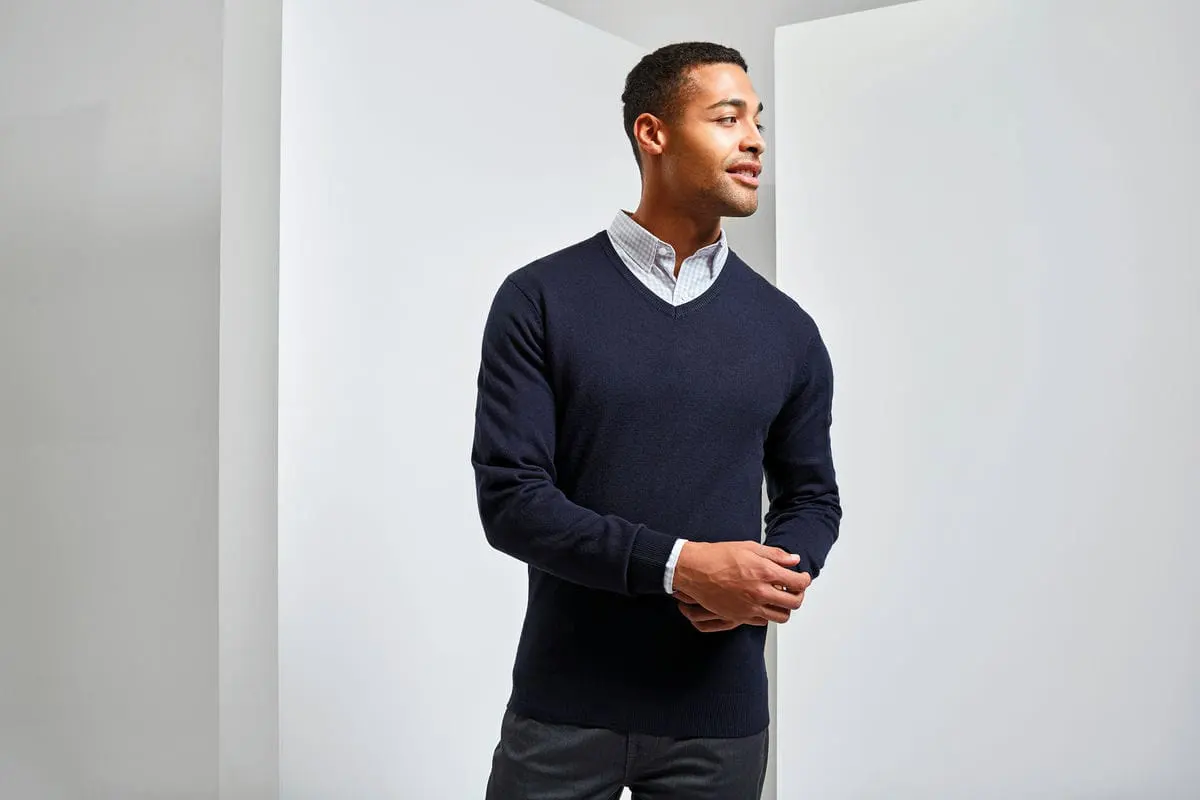 Premier Mens Essential Acrylic V Neck Sweater