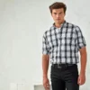 Premier Mens Ginmill Check Cotton Long Sleeve Shirt