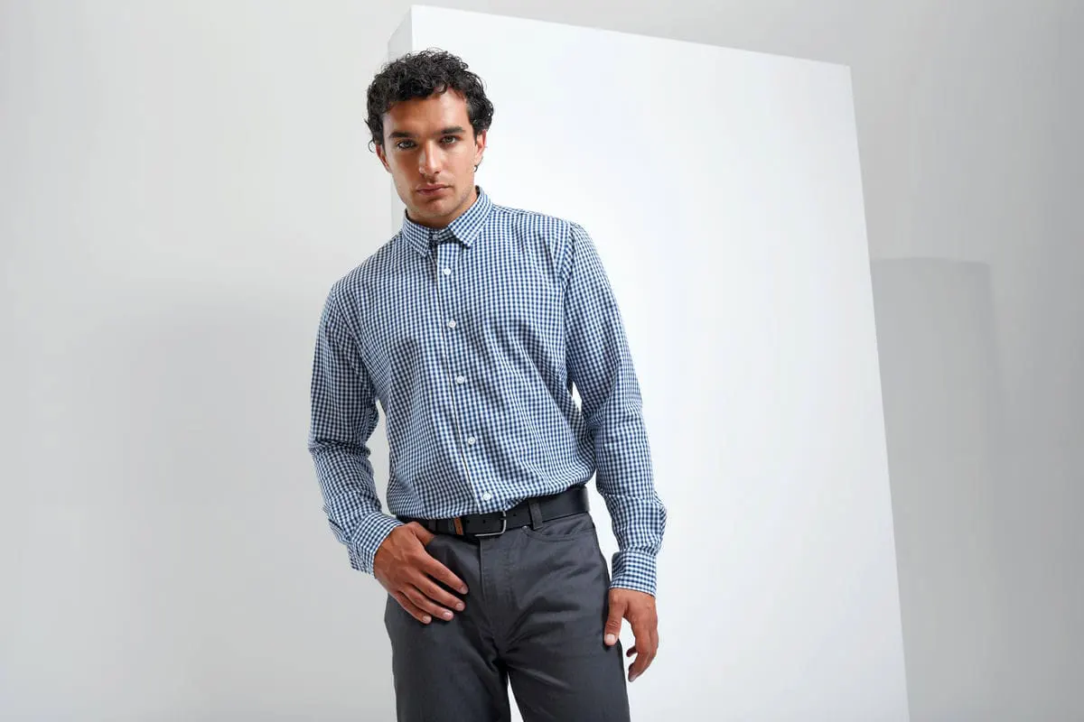 Premier Mens Maxton Check Long Sleeve Shirt