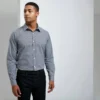 Premier Mens Microcheck Gingham Long Sleeve Cotton Shirt