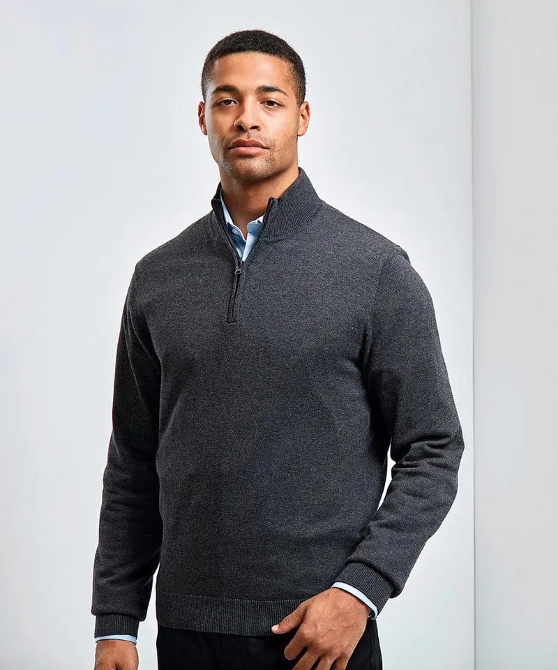 Premier Mens ¼ Zip Knitted Sweater