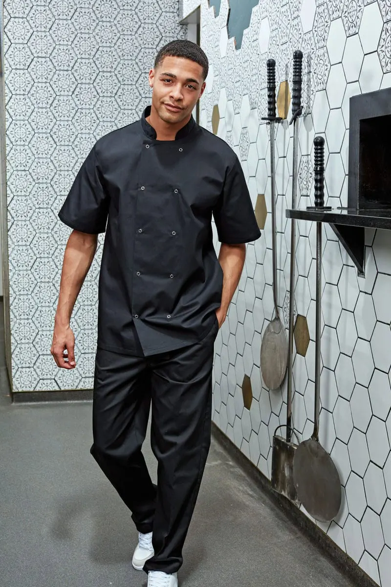 Premier Mens Studded Front Short Sleeve Chefs Jacket