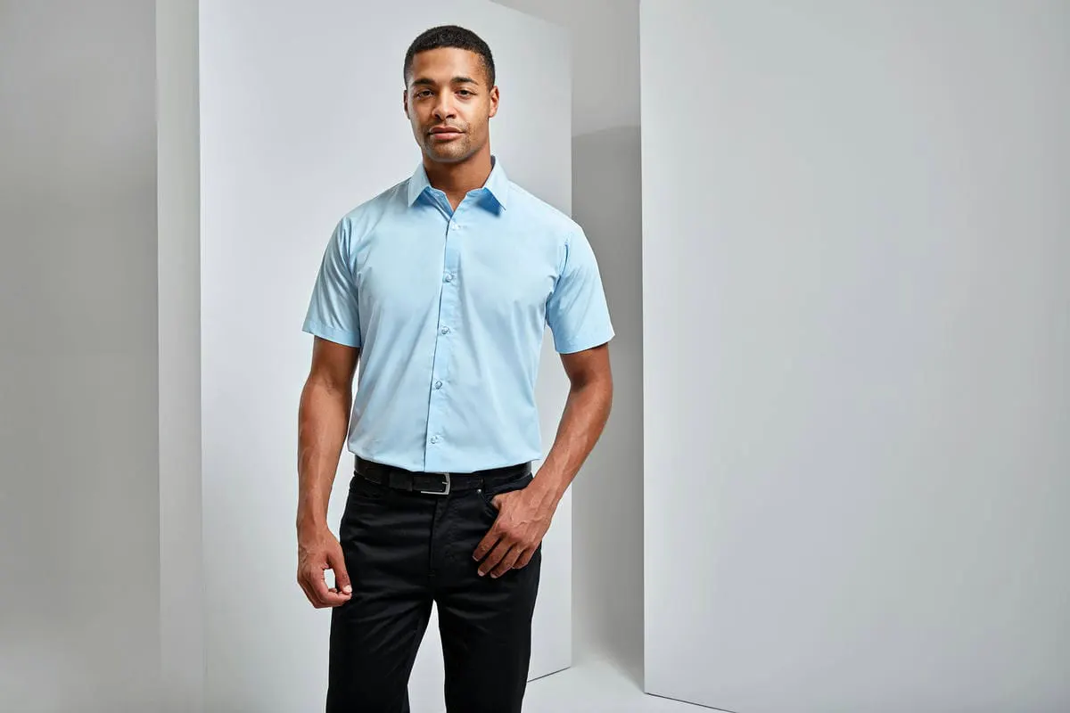 Premier Mens Supreme Poplin Short Sleeve Shirt