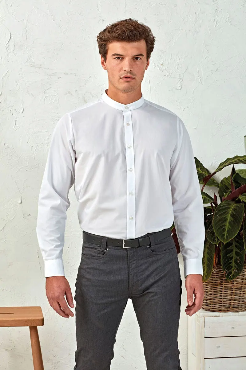 Premier Unisex Banded Collar Grandad Long Sleeve Shirt