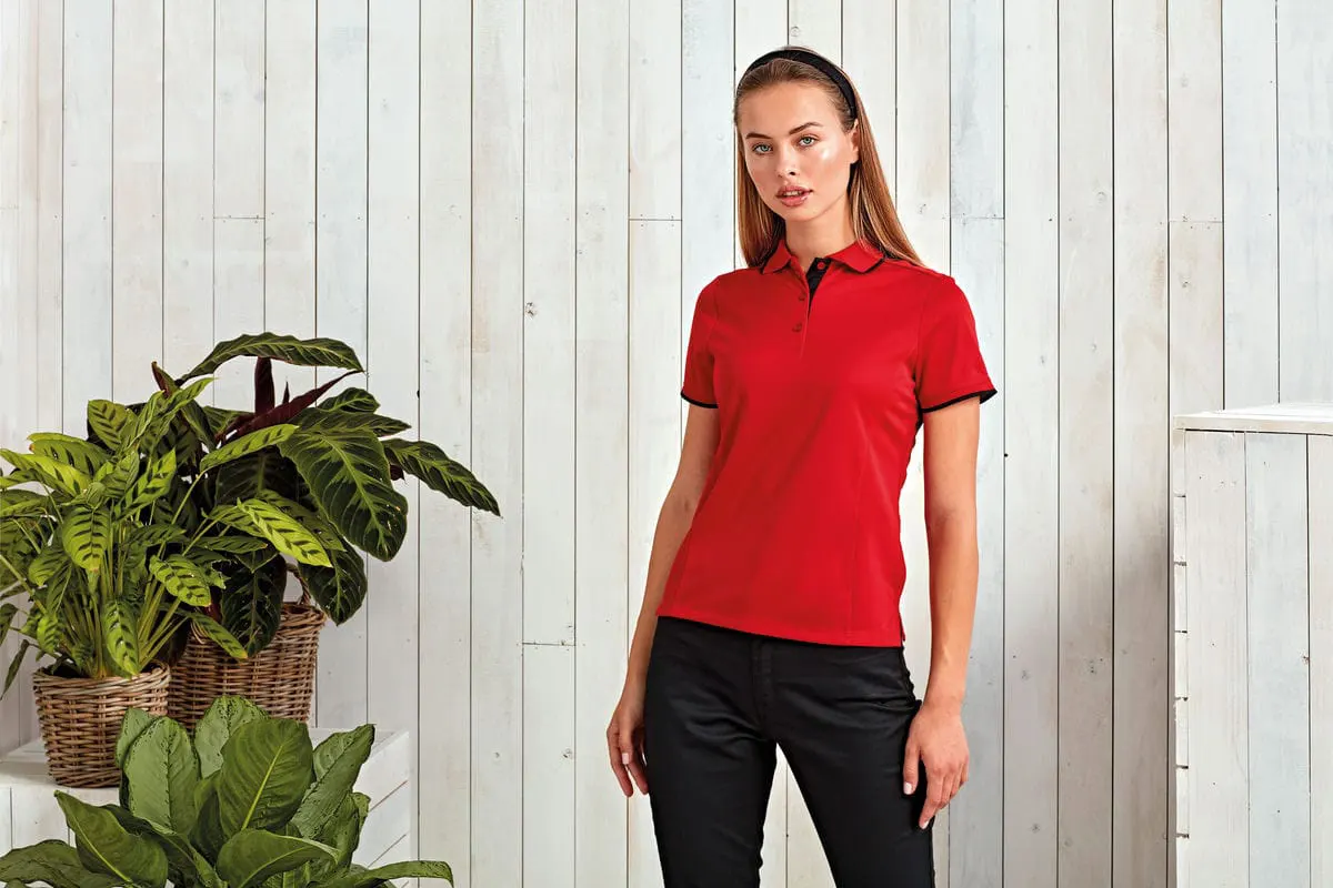 Premier Womens Contrast Coolchecker Polo