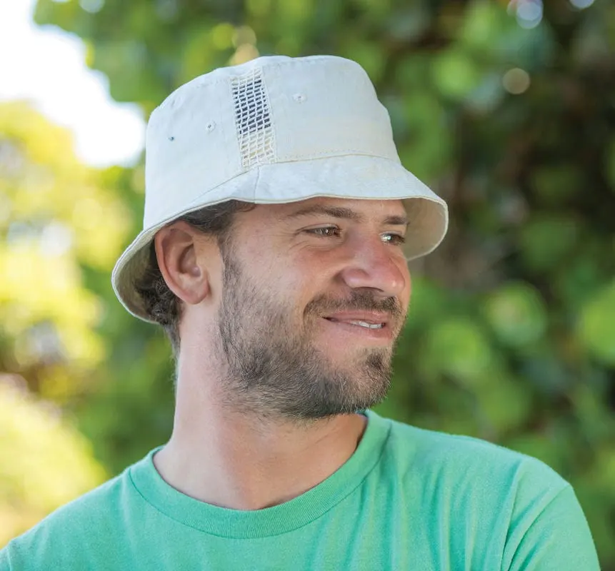 Result Headwear Deluxe Washed Cotton Bucket Hat With Side Mesh Panels