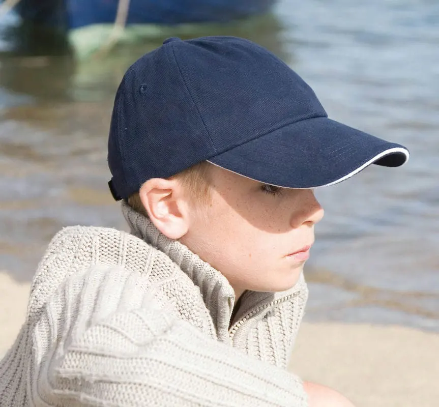 Result Headwear Junior Low Profile Heavy Brushed Cotton Cap With Sandwich Peak
