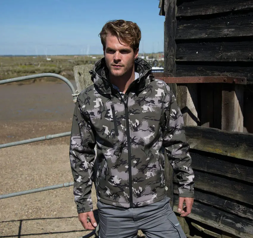 Result Urban Outdoor Unisex Camo Tx Performance Hooded Softshell Jacket