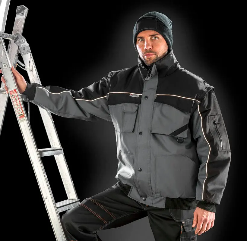 Result Workguard Mens Work Guard Zip Sleeve Heavy Duty Pilot Jacket