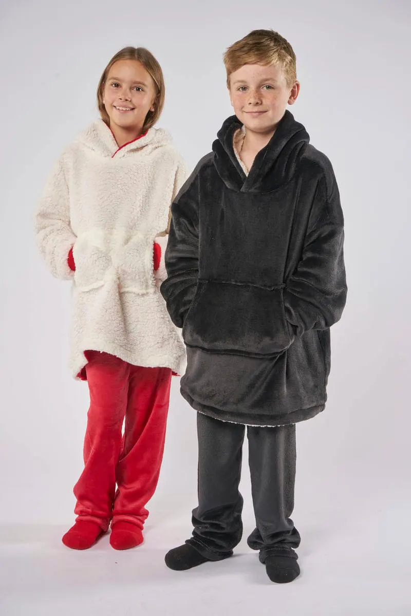 Ribbon Unisex The Kids Ribbon Oversized Cosy Reversible Sherpa Hoodie