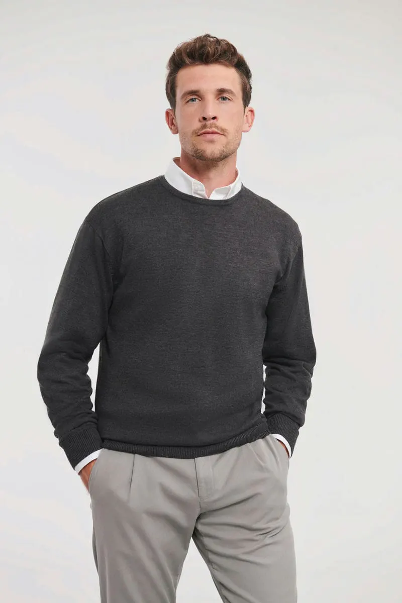 Russell Collection Mens Crew Neck Knitted Pullover