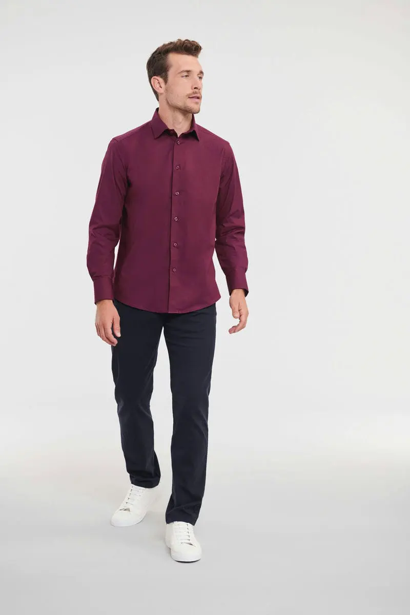 Russell Collection Mens Long Sleeve Easycare Fitted Shirt