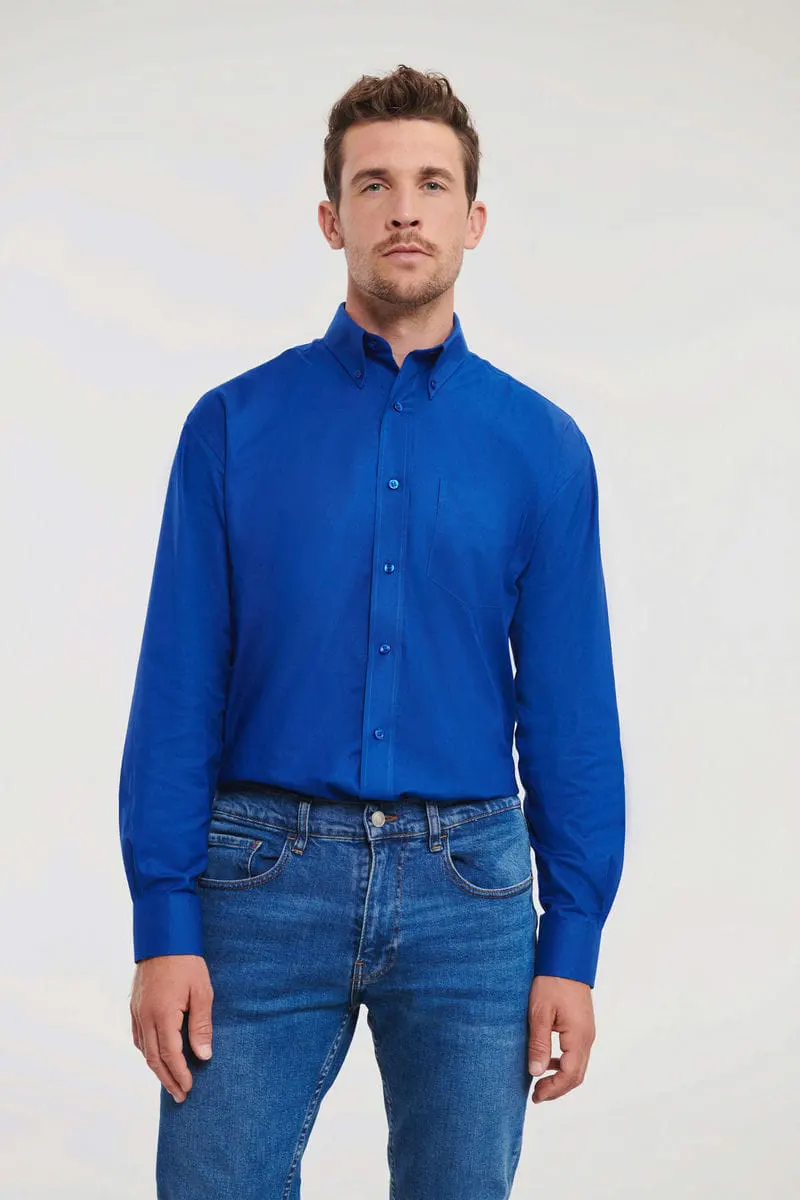 Russell Collection Mens Long Sleeve Easycare Oxford Shirt