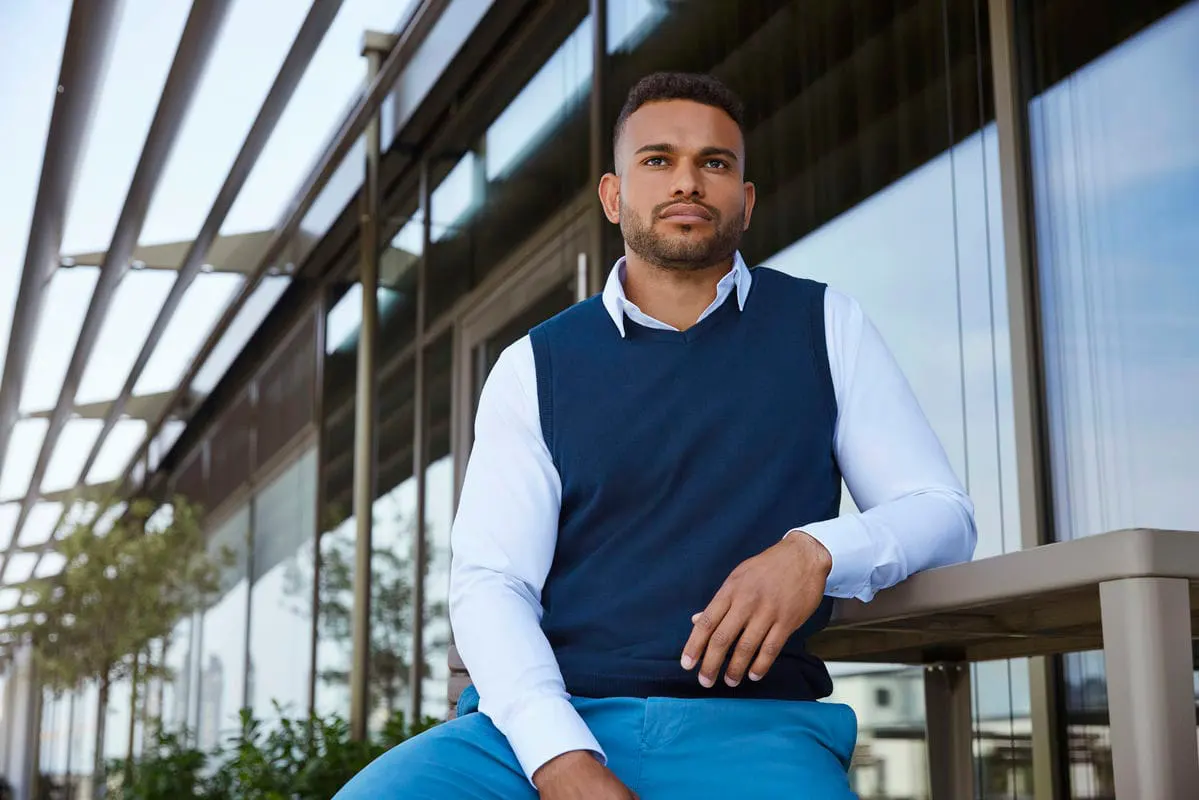Russell Collection Mens Long Sleeve Herringbone Shirt