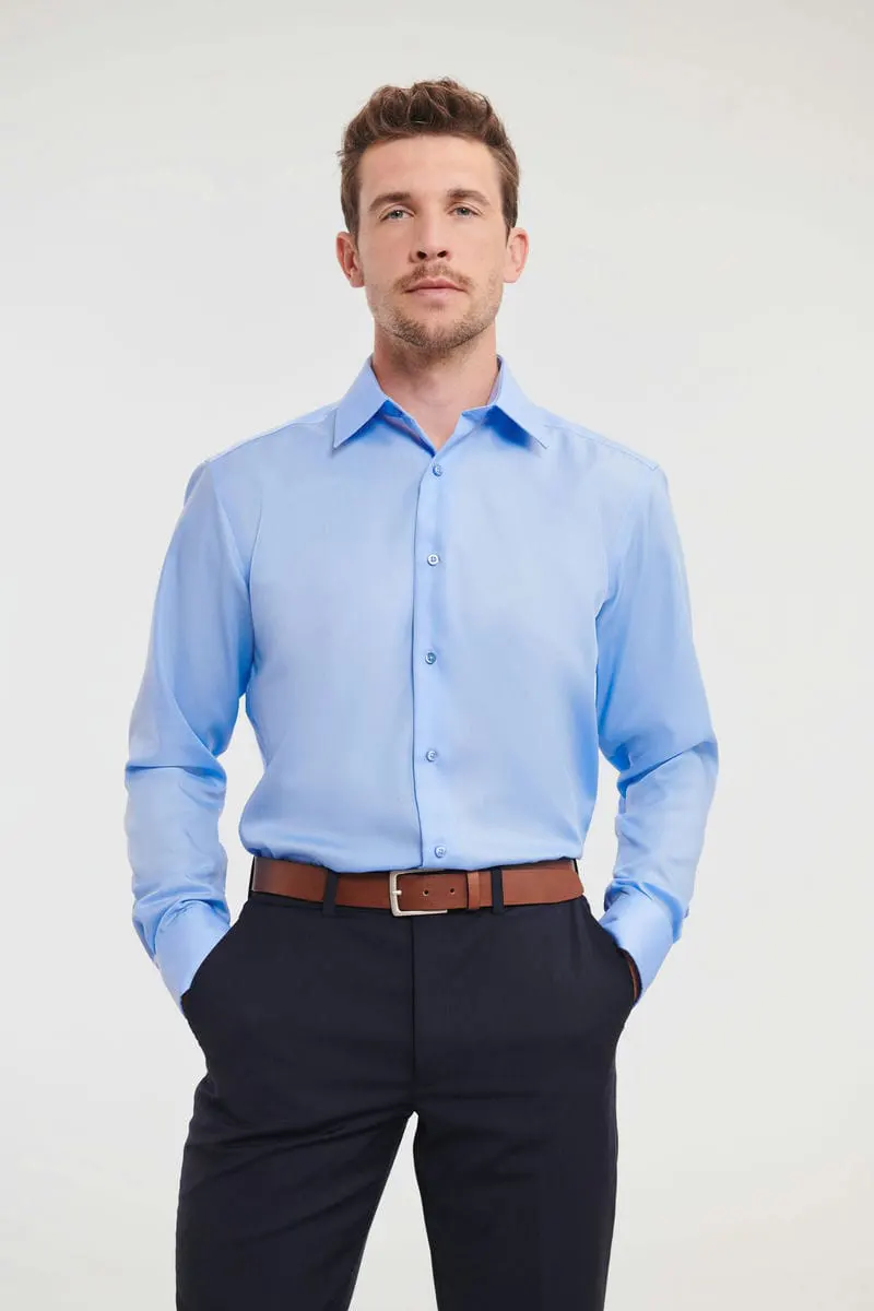 Russell Collection Mens Long Sleeve Tailored Ultimate Non Iron Shirt
