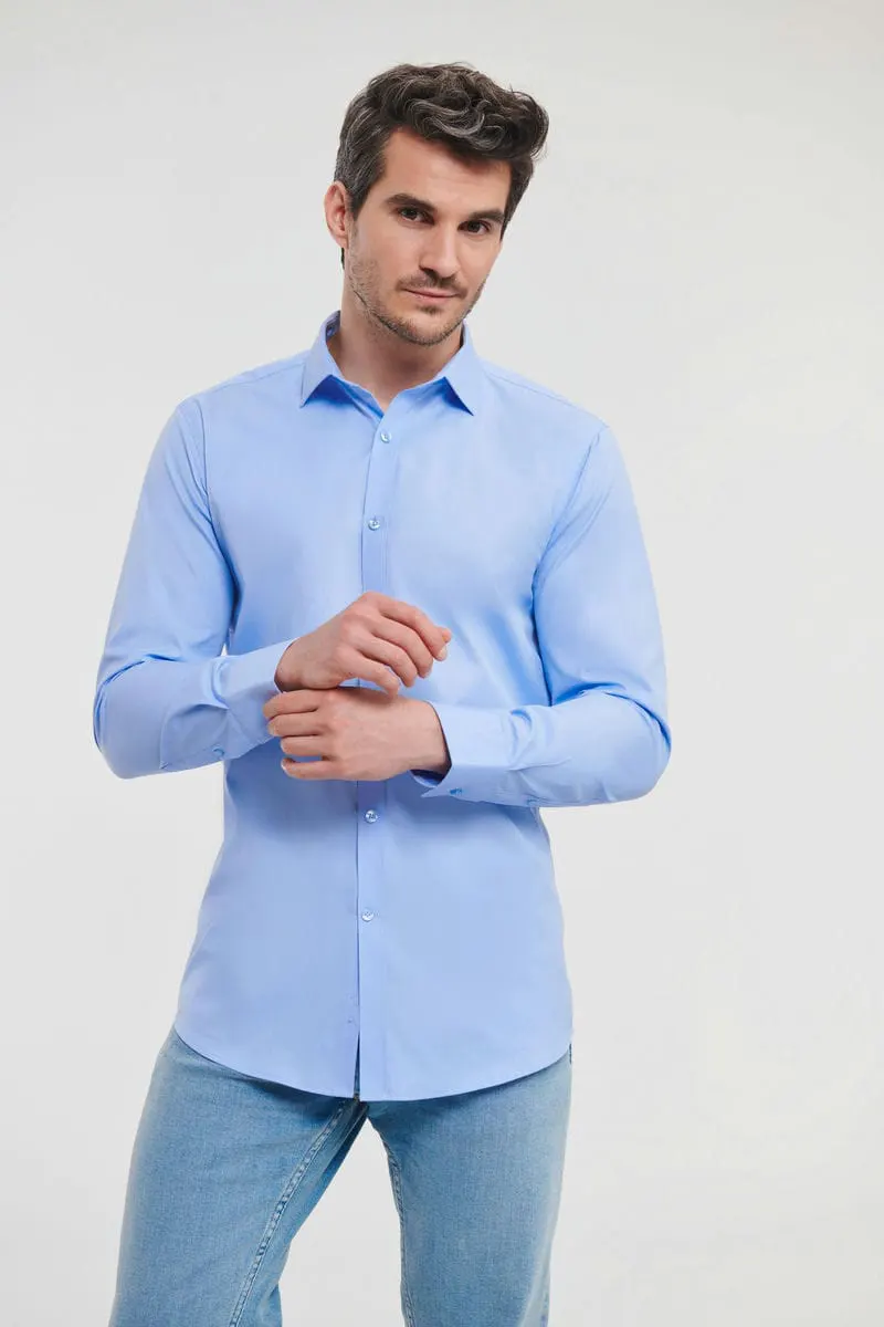 Russell Collection Mens Long Sleeve Ultimate Stretch Shirt