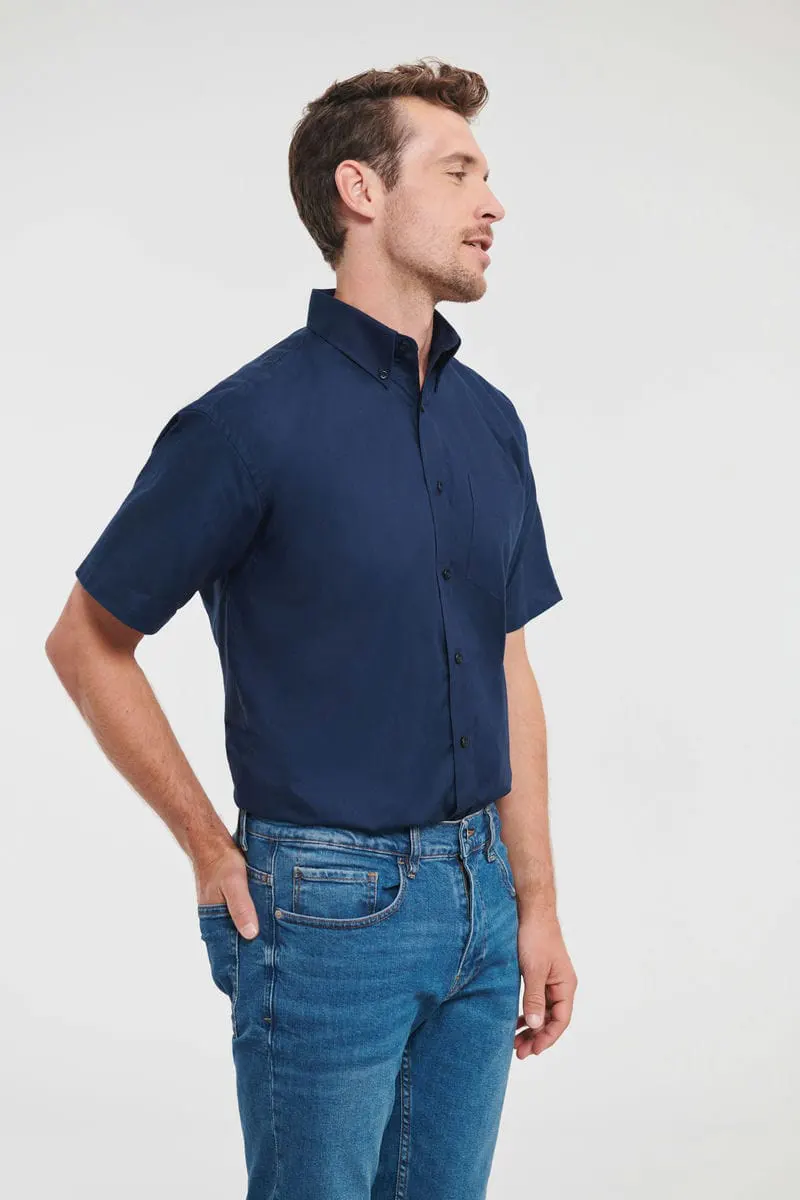Russell Collection Mens Short Sleeve Easycare Oxford Shirt