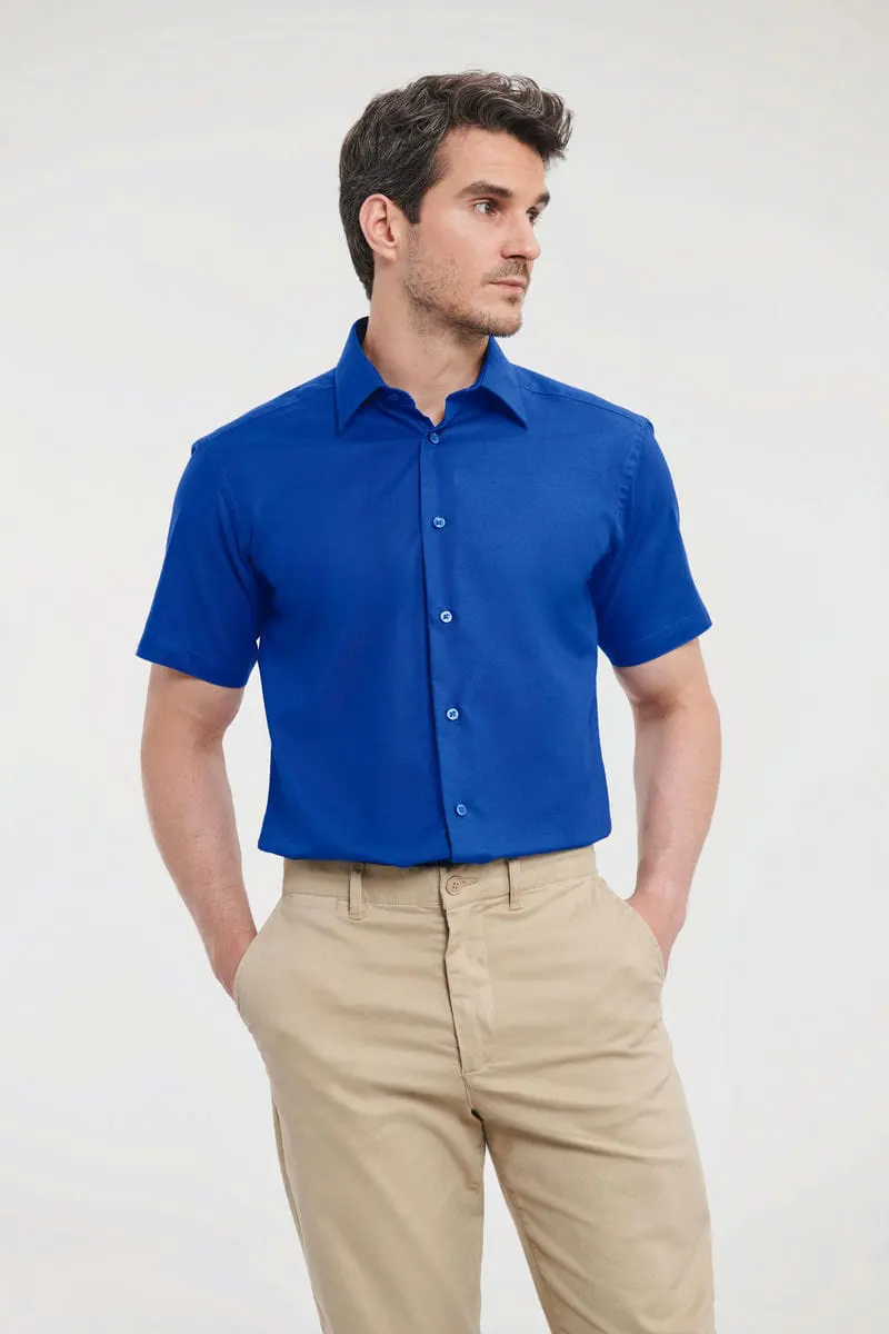 Russell Collection Mens Short Sleeve Easycare Tailored Oxford Shirt