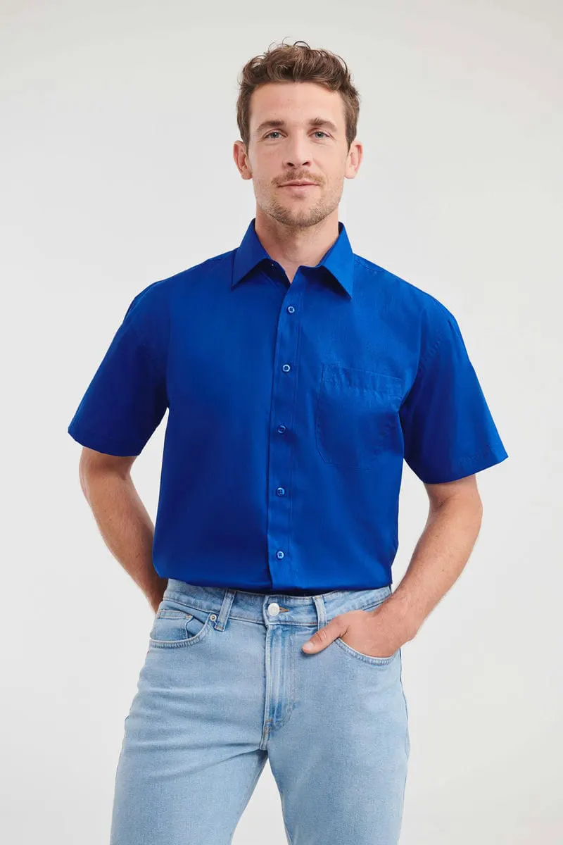 Russell Collection Mens Short Sleeve Polycotton Easycare Poplin Shirt