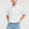Russell Collection Mens Short Sleeve Pure Cotton Easycare Poplin Shirt