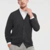 Russell Collection Mens V Neck Knitted Cardigan