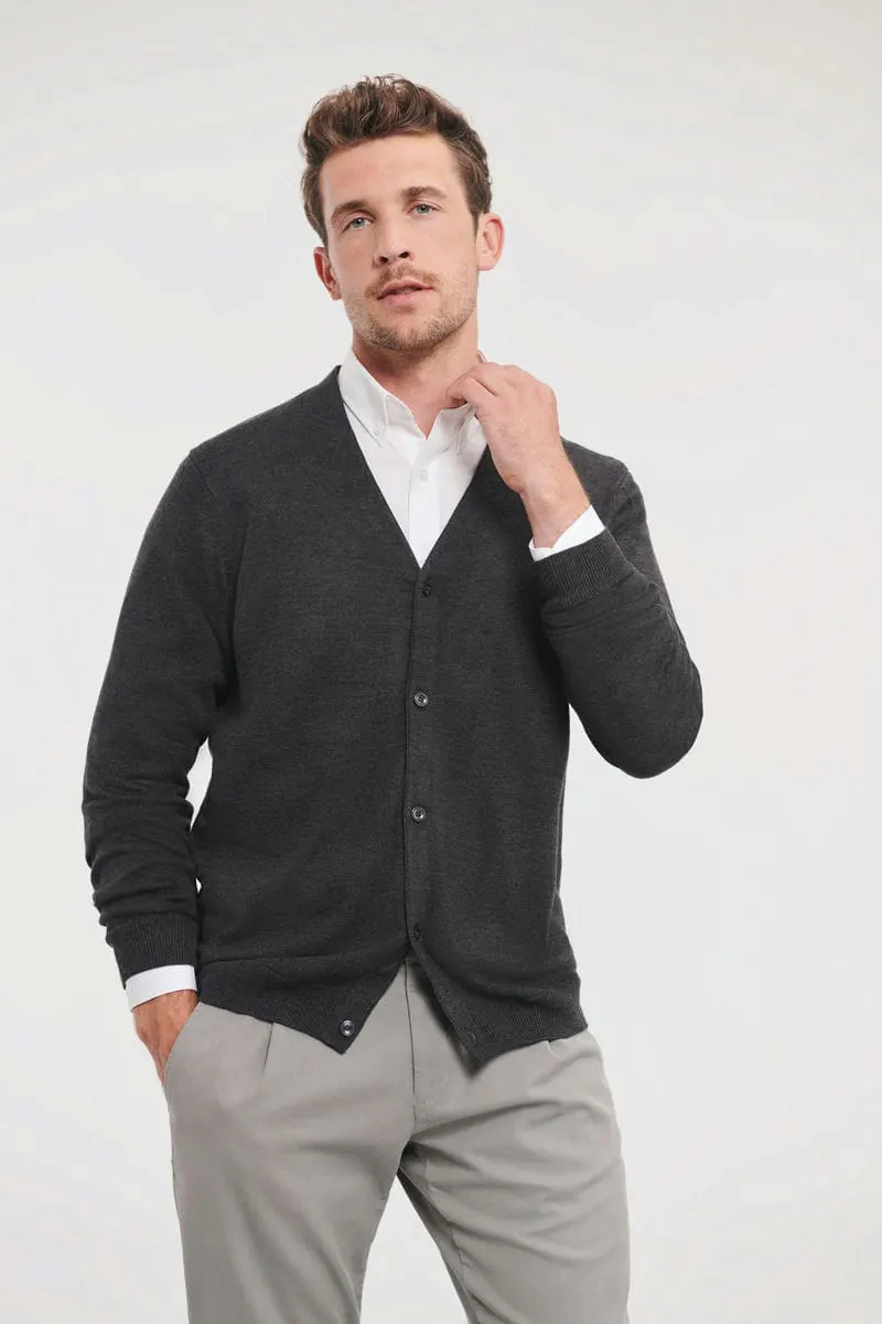 Russell Collection Mens V Neck Knitted Cardigan