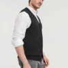Russell Collection Mens V Neck Sleeveless Knitted Cardigan
