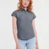 Russell Collection Womens Cap Sleeve Polycotton Easycare Fitted Poplin Shirt