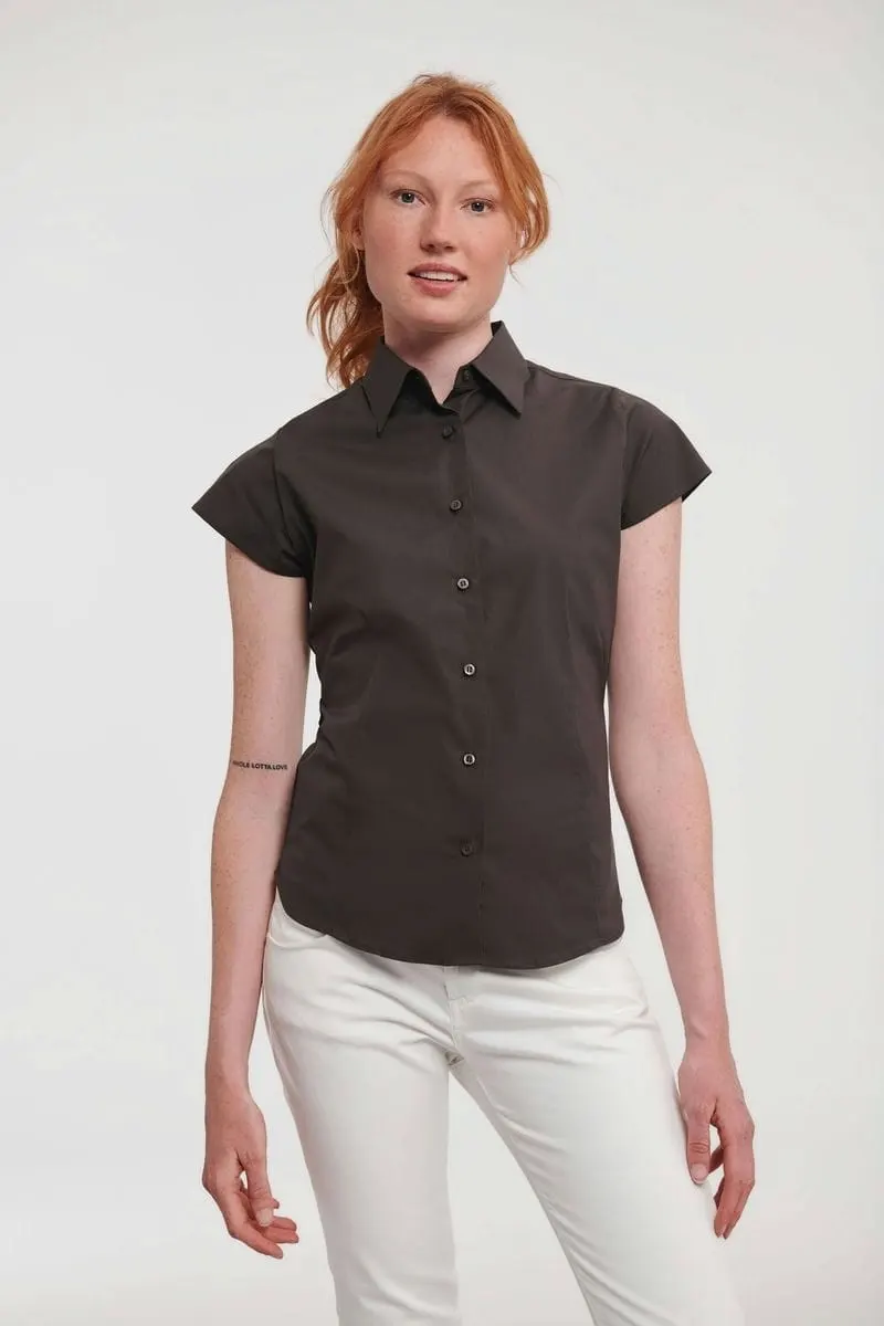 Russell Collection Womens Short Sleeve Easycare Fitted Stretch Shirt