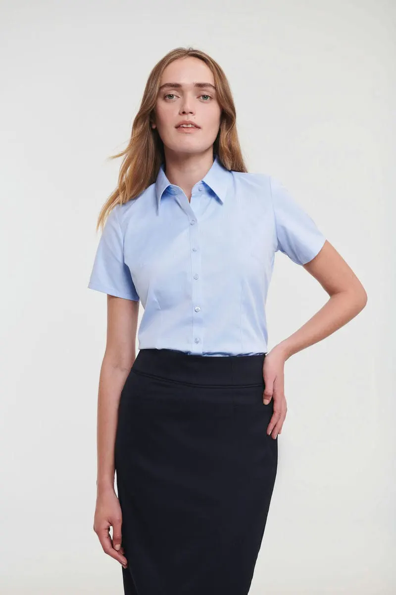 Russell Collection Womens Short Sleeve Herringbone Shirt