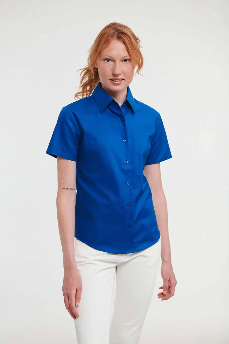 Russell Collection Womens Short Sleeve Oxford Shirt