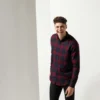 Sf Mens Brushed Check Casual Shirt With Button Down Collar
