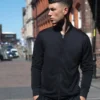 Tombo Mens Track Top With Baseball Rib Collar