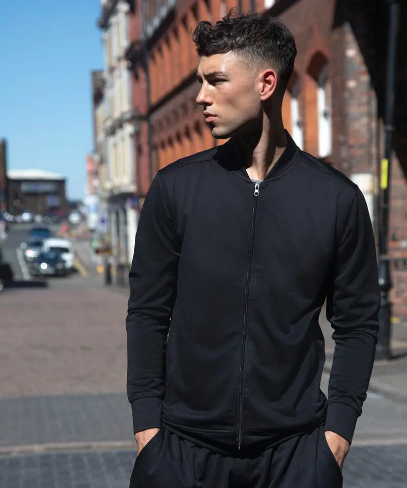 Tombo Mens Track Top With Baseball Rib Collar