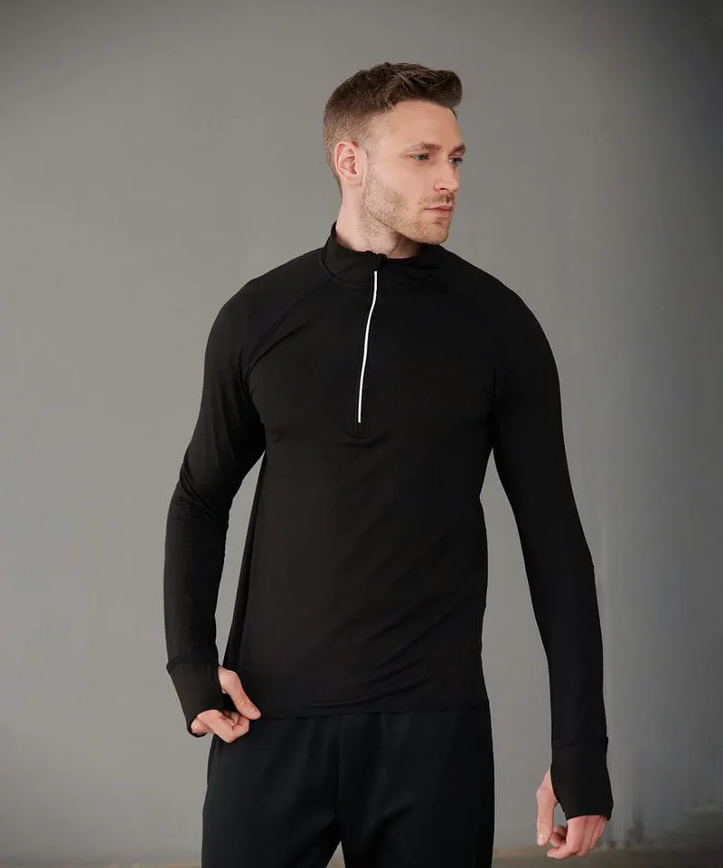 Tombo Mens Long Sleeved ¼ Zip Top