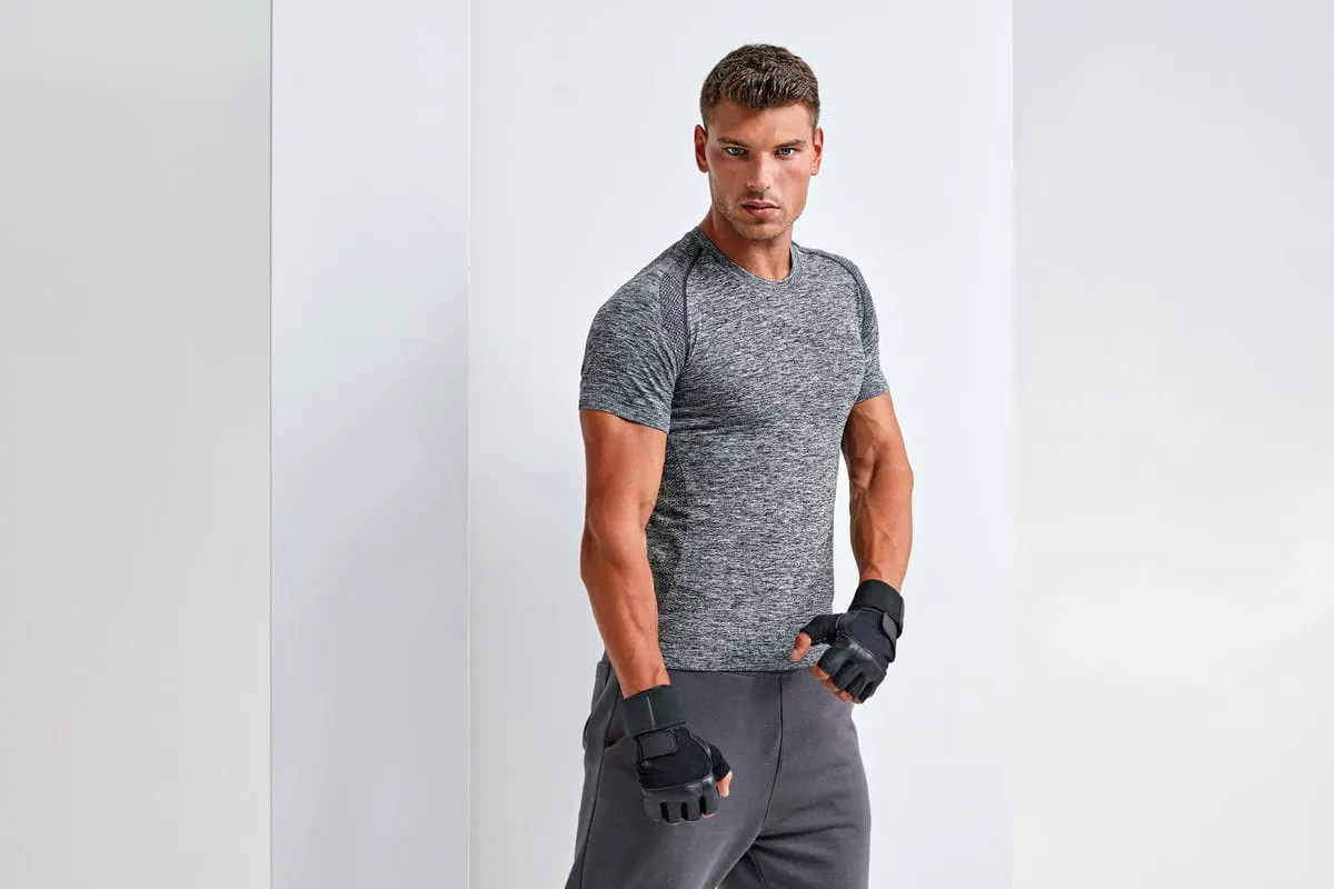 Tridri Mens Seamless '3D Fit' Multi Sport Performance Short Sleeve Top