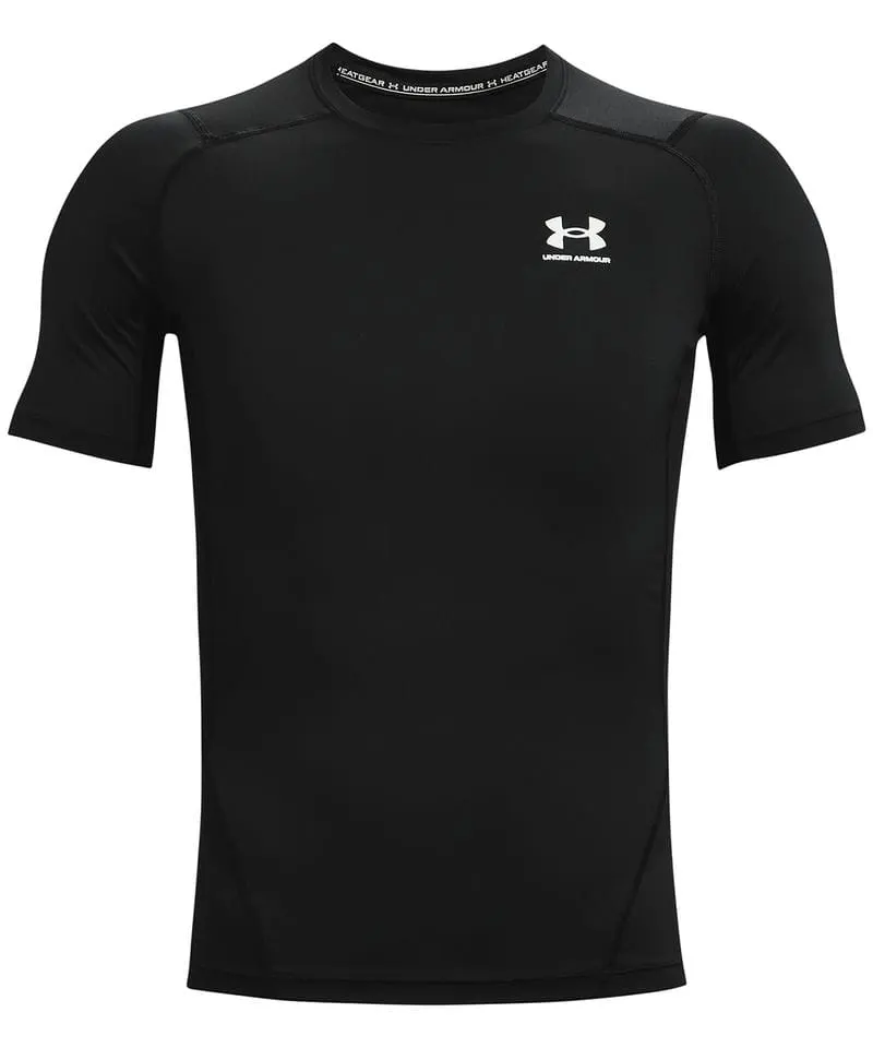 Under Armour Mens Heatgear Armour Short Sleeve Compression Shirt In Black And Black