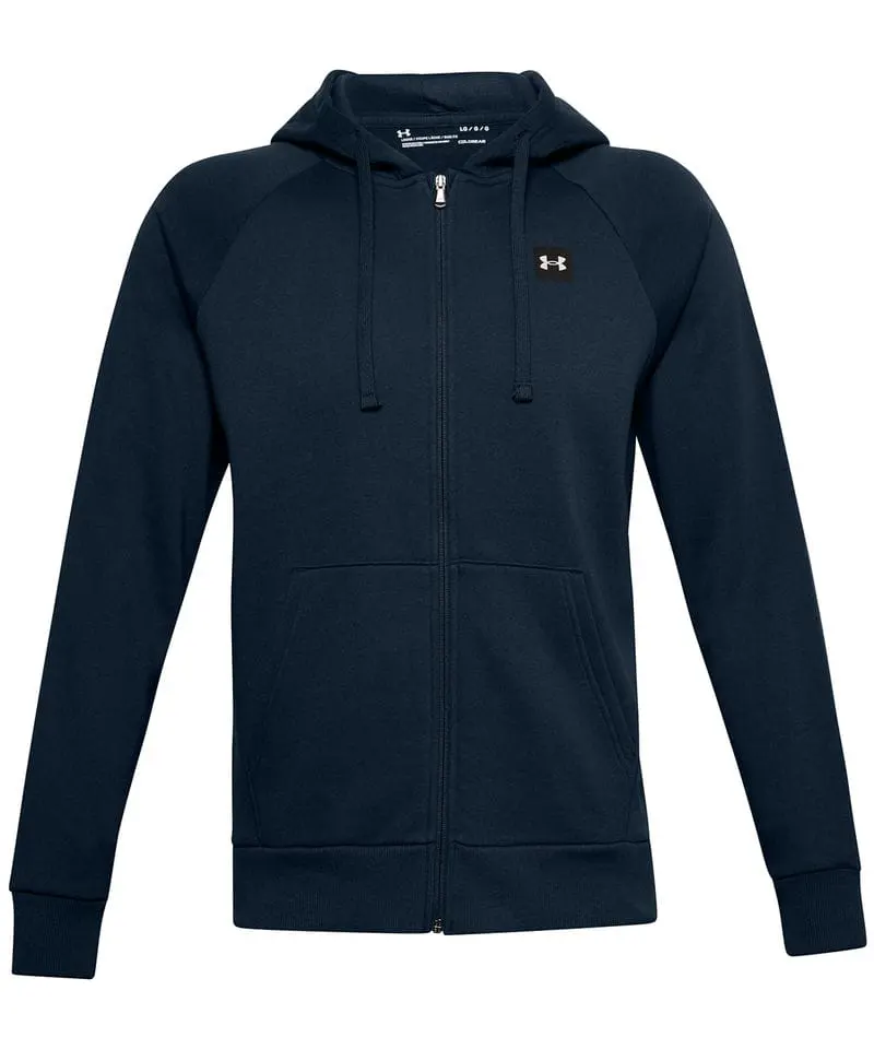 Under Armour Mens Rival Fleece Full Zip Hoodie In Academy And Onyx White
