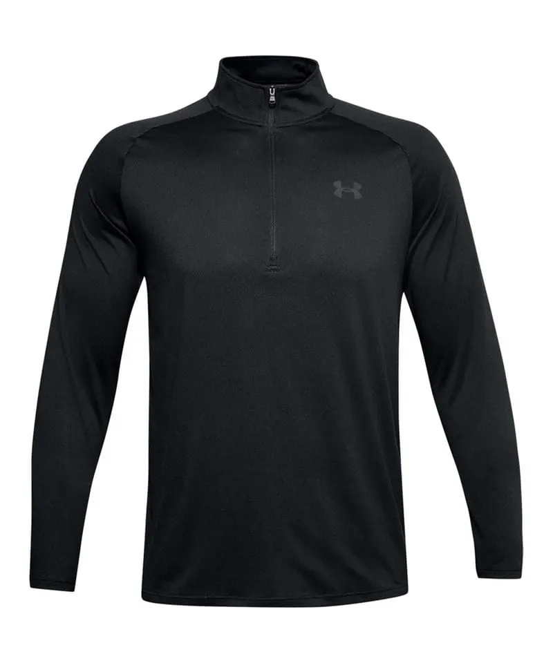 Under Armour Mens Tech 2.0 1 And 2 Zip Long Sleeve In Black And Charcoal