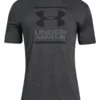 Under Armour Mens Ua Foundation Short Sleeve T Shirt In Charcoal Medium Heather And Graphite And Black