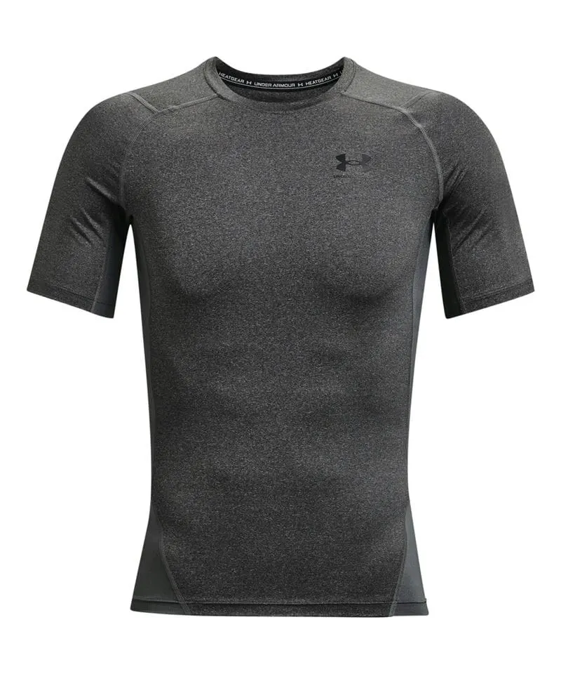 Under Armour Mens Ua Hg Armour Compression Short Sleeve In Carbon Heather And Black