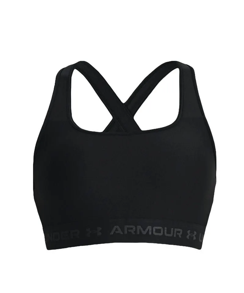 Under Armour Womens Crossback Mid Bra In Black And Black And Jet Grey