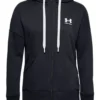 Under Armour Womens Rival Fleece Full Zip Hoodie In Black And White And White