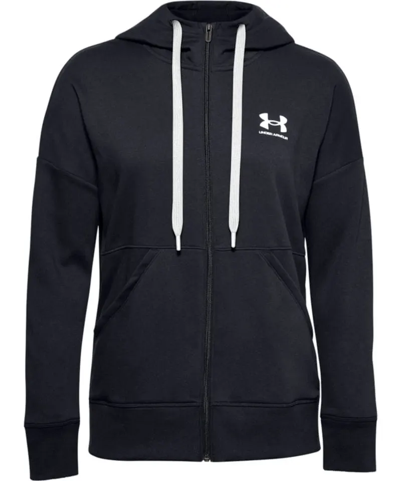 Under Armour Womens Rival Fleece Full Zip Hoodie In Black And White And White