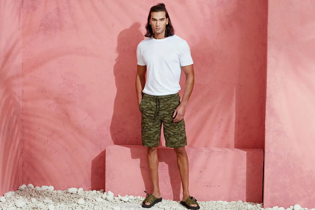 Wombat Mens Camo Cargo Utility Shorts
