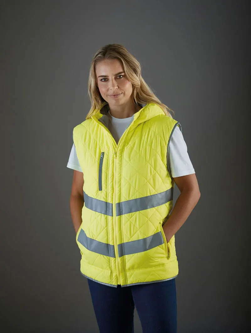 Yoko Hi Vis Kensington Hooded Gilet Hv007