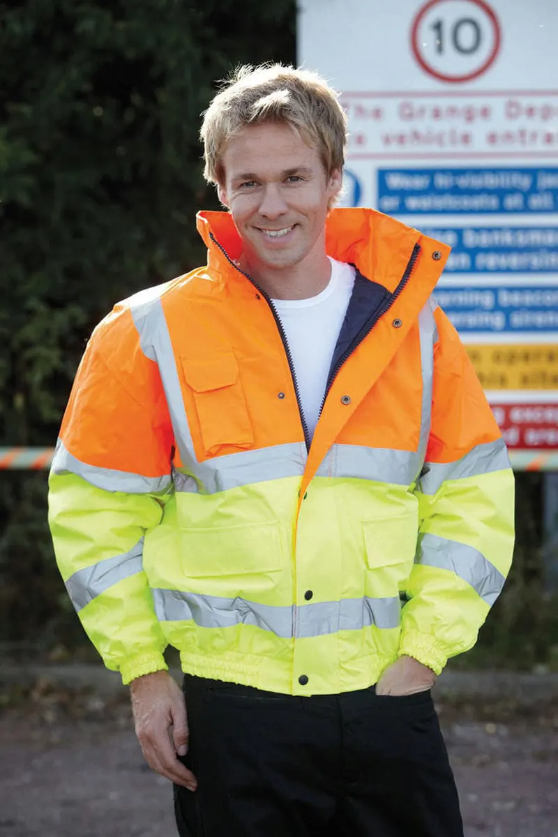 Yoko Mens Hi Vis Classic Bomber Jacket Hvp211