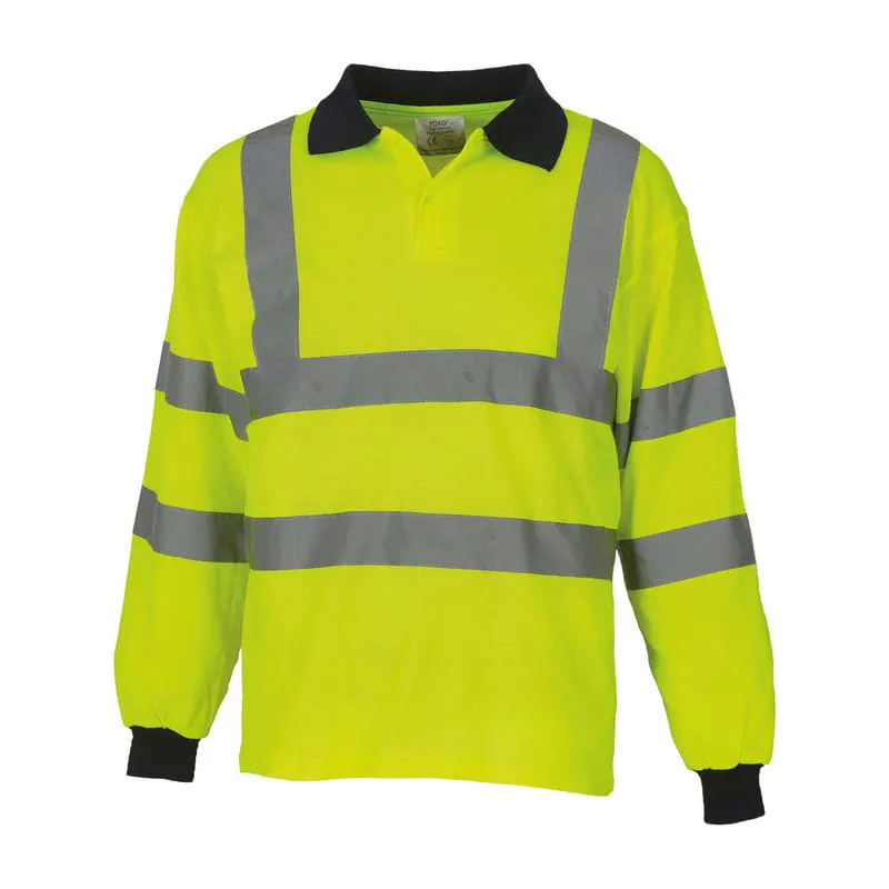 Yoko Mens Hi Vis Long Sleeve Polo Hvj310